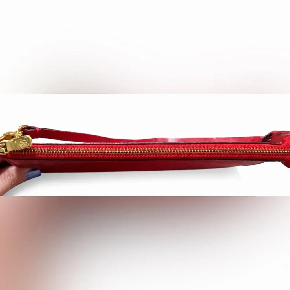 Louis Vuitton Red Epi Leather Pochette Wristlet Clutch Castilian Red LV Vintage